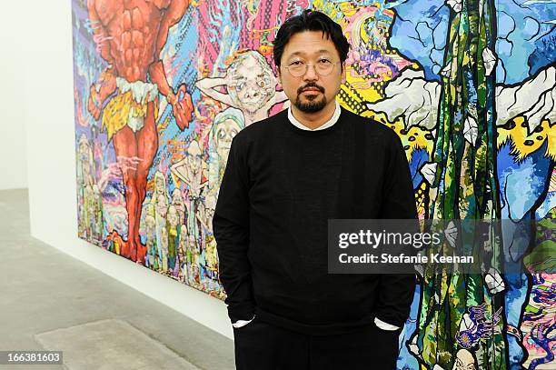 Takashi Murakami attends the Takashi Murakami Private Preview at Blum & Poe on April 11, 2013 in Los Angeles, California.