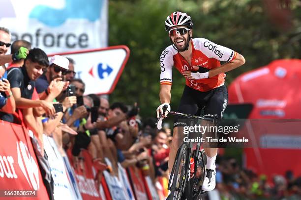 Jesús Herrada of Spain and Team Cofidis celebrates at finish line as stage winner during the 78th Tour of Spain 2023, Stage 11 a 163.2km stage from...