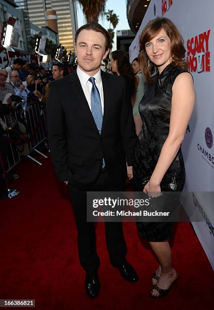 Actor Ben Cornish and Lori Enterline arrive for the premiere of Dimension Films' "Scary Movie 5" at ArcLight Cinemas Cinerama Dome on April 11, 2013...