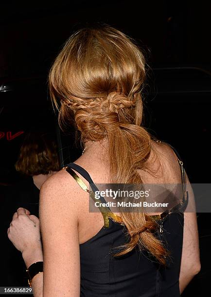 Actress Lindsay Lohan arrives for the premiere of Dimension Films' "Scary Movie 5" at ArcLight Cinemas Cinerama Dome on April 11, 2013 in Hollywood,...