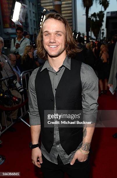 Professional snowboarder Louie Vito arrives for the premiere of Dimension Films' "Scary Movie 5" at ArcLight Cinemas Cinerama Dome on April 11, 2013...