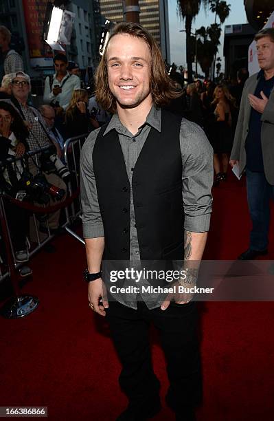 Professional snowboarder Louie Vito arrives for the premiere of Dimension Films' "Scary Movie 5" at ArcLight Cinemas Cinerama Dome on April 11, 2013...