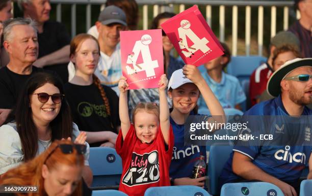 Fans enjoy the atmosphere during the 3rd Vitality IT20 match between England Women and Sri Lanka Women at The County Ground on September 06, 2023 in...