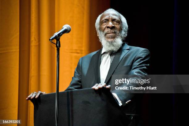 Dick Gregory attends the Roger Ebert Memorial Tribute at Chicago Theatre on April 11, 2013 in Chicago, Illinois.