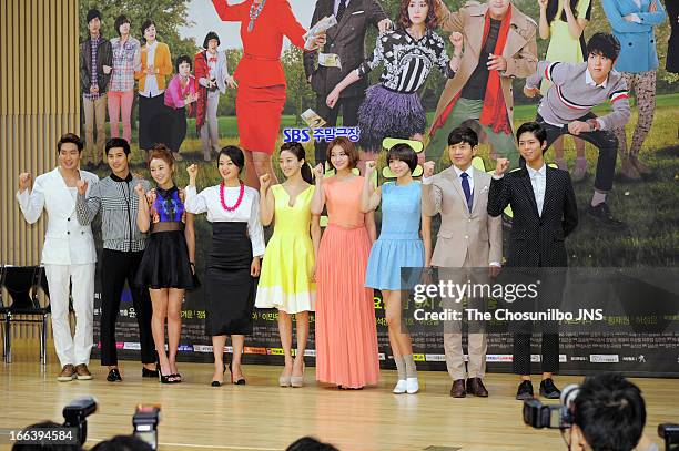 Jung Gyu-Woon, Kim Ji-Suk, Jung Yu-Mi, Bae Jong-Ok, Lee Chung-Ah, Yoo In-Young, Yooyoung, Lee Min-Woo and Park Bo-Gum attend the SBS Drama 'Wonderful...