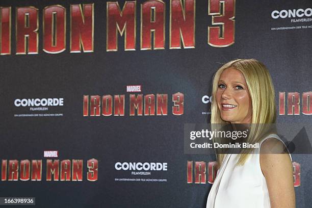 Gwyneth Paltrow attends the 'Iron Man 3' Photocall at Hotel Bayerischer Hof on April 12, 2013 in Munich, Germany.