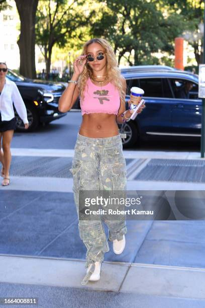 Tinashe is seen arriving at the Sony Studios on September 06, 2023 in New York City.