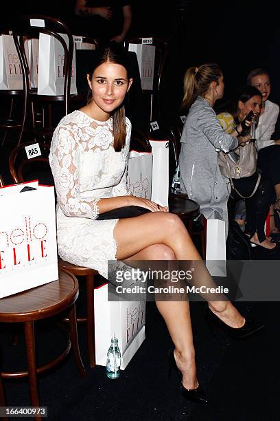 Blogger Sarah Donaldson attends the Hello Elle show during Mercedes-Benz Fashion Week Australia Spring/Summer 2013/14 at Carriageworks on April 12,...