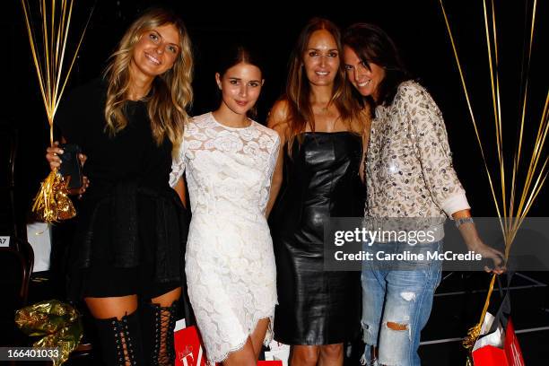 Elle Ferguson, Sarah Donaldson, Gail Elliott and Tash Sefton attend the Hello Elle Australia show after party during Mercedes-Benz Fashion Week...