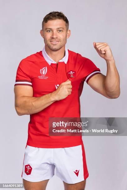 Leigh Halfpenny of Wales poses for a portrait during the Wales Rugby World Cup 2023 Squad photocall on September 04, 2023 in Paris, France.
