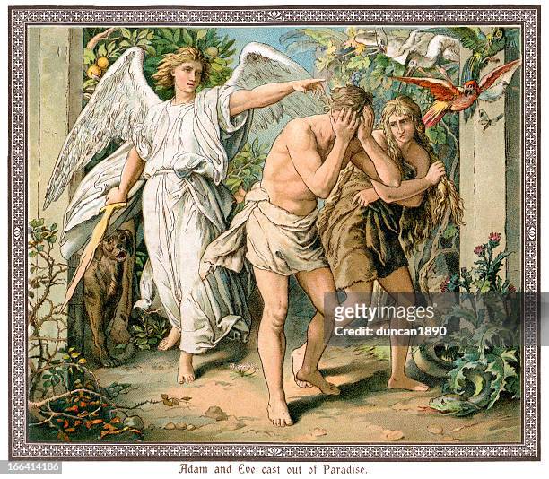 samtale Skim satellit Adam And Eve Cast Out Of Paradise High-Res Vector Graphic - Getty Images