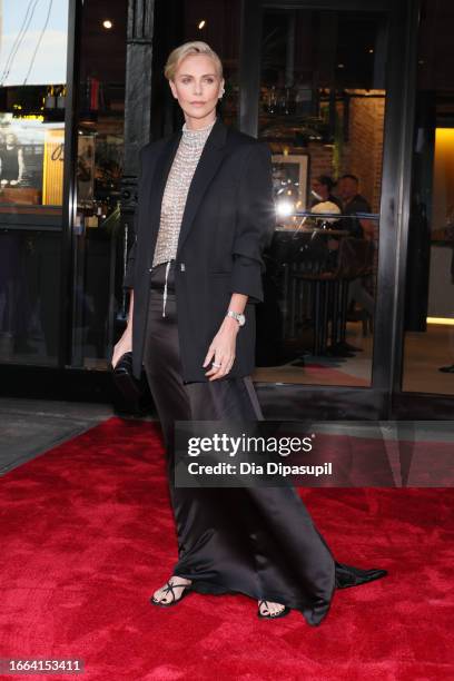 Charlize Theron attends the grand opening of Breitling's Meatpacking boutique on September 06, 2023 in New York City.