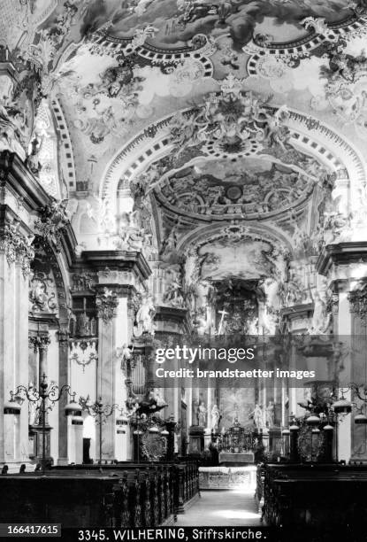 Cistercian Abbey. Interior of the abbey church. About 1910. Photograph by Bruno Reiffenstein . Wilhering: Zisterzienserstift. Inneres der...
