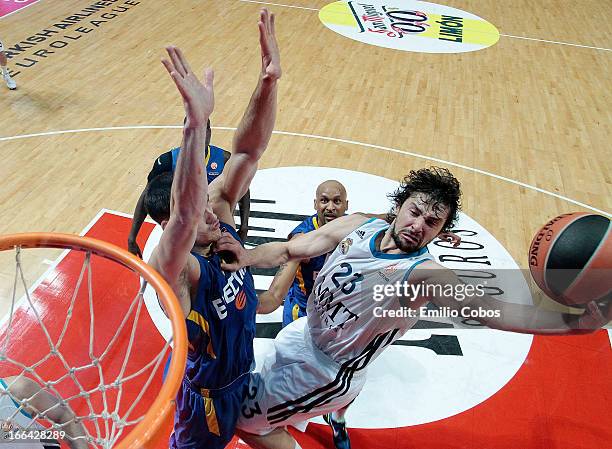 Sergio Llull, #23 of Real Madrid in action during the Turkish Airlines Euroleague 2012-2013 Play Offs game 2 between Real Madrid v Maccabi Electra...