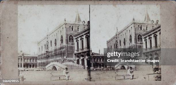 Venecia. The Doge's Palace. About 1880. Stereo photograph. Venedig. Der Dogenpalast. Um 1880. Stereophotographie.