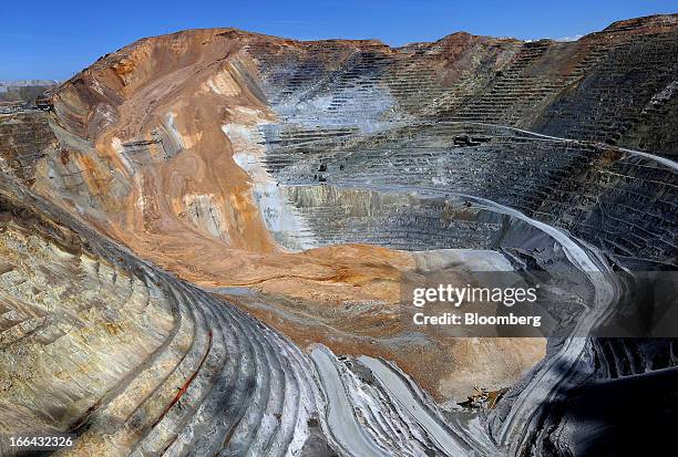 The Bingham Canyon copper mine wall slide is seen in this aerial photograph taken in Bingham, Utah, U.S., on Friday, April 12, 2013. The wall slide...