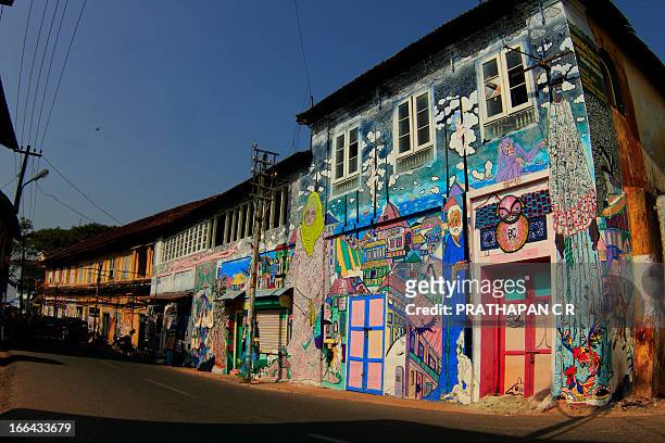 Wall at Kochi Muziris Biennale 2012. Taken at Fort Kochi, Kerala, India.