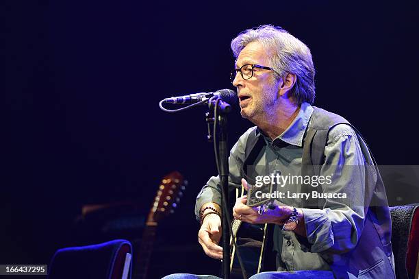 Eric Clapton performs on stage during the 2013 Crossroads Guitar Festival at Madison Square Garden on April 12, 2013 in New York City.