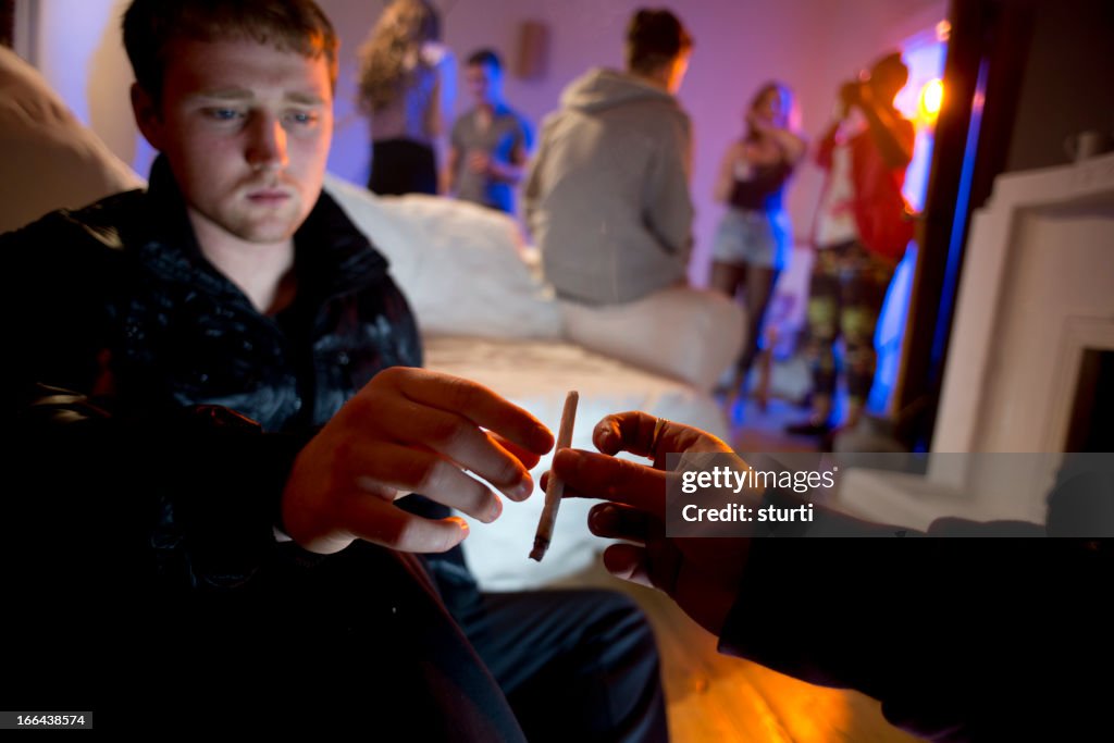 Drugs and booze at a house party