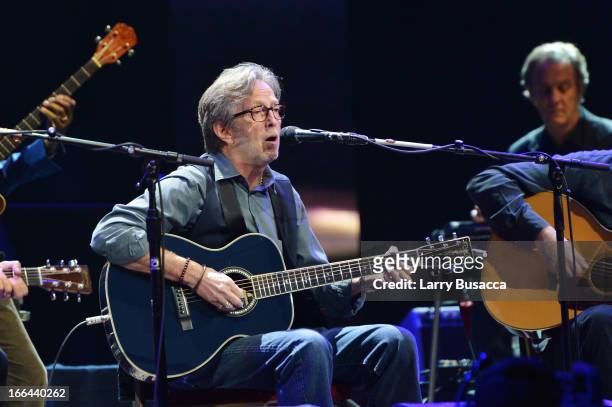 Eric Clapton performs on stage during the 2013 Crossroads Guitar Festival at Madison Square Garden on April 12, 2013 in New York City.
