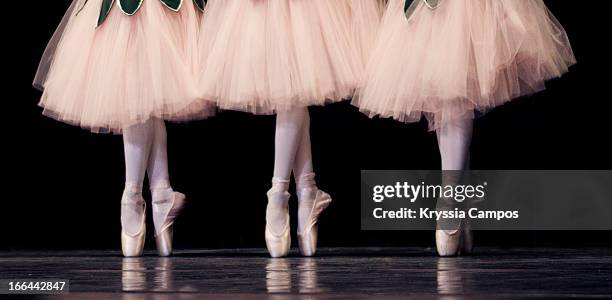 three ballerinas on pointe - ballet dancer stock pictures, royalty-free photos & images