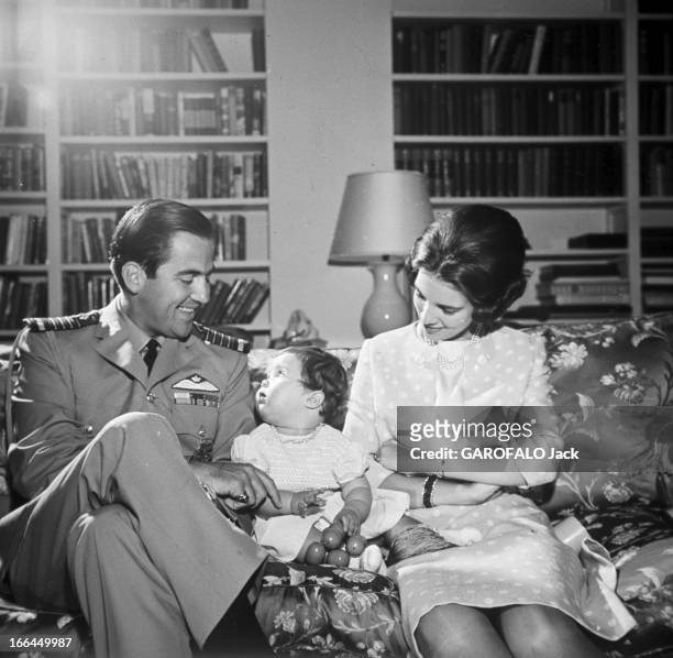 The Royal Family Of Greece: Constantin Ii, Anne-Marie Of Denmark And The Princess Alexia. Grèce, Athènes- 1966-Baptême de la petite Alexia, fille de...