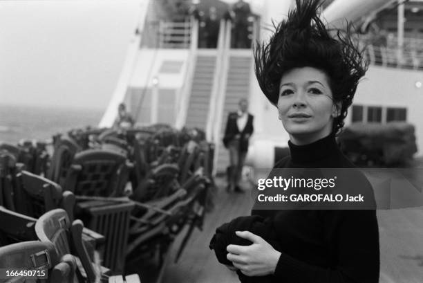 First Transatlantic Crossing Of The Liner 'France'. Le 3 février 1962, le paquebot 'France' quitte Le Havre pour New York pour sa première traversée...