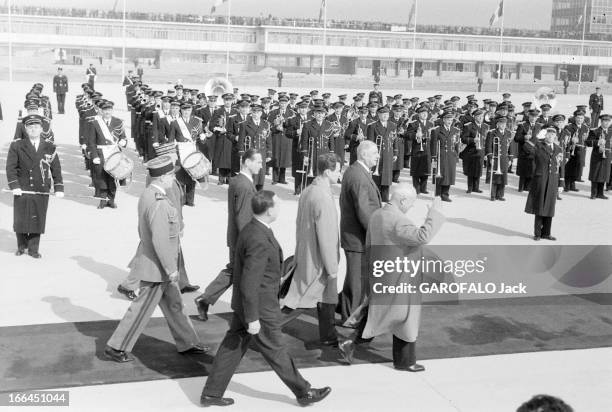 Nikita Khrushchev Official Visit To France: Arrival To Orly Airport. France, Orly, 23 mars 1960, Nikita Sergueïevitch KHROUCHTCHEV, Premier...