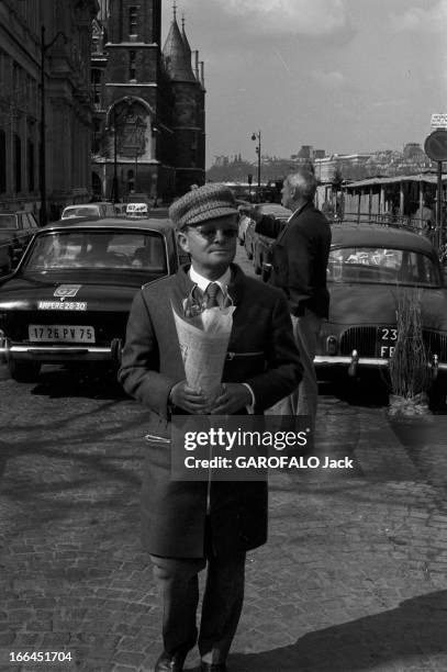 Rendezvous With Truman Capote And Richard Brooks. France, Paris, 16 mars 1968, l'écrivain Truman CAPOTE retrouve le réalisateur Richard BROOKS sur...