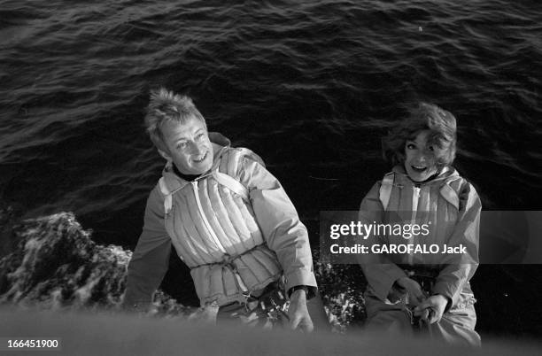 Shooting Of The Film'Le Petit Baigneur' By Robert Dhery. France, novembre 1967, lors du tournage du film 'Le Petit Baigneur' du réalisateur Robert...