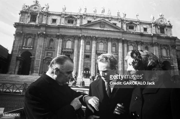 Official Visit Of Georges And Claude Pompidou To Rome Italy. Italie, Rome, 17 janvier 1969, A l'occasion de leur voyage officiel en Italie, le haut...