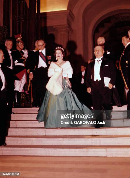 Official Visit Of The Queen Elizabeth Ii To France. Paris- avril 1957- Visite officielle de la reine ELIZABETH II- La troisième journée se conclut...