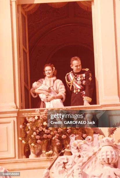 The Baptism Of Caroline Of Monaco. Principauté de Monaco- 3 mars 1957- Le baptême de Caroline DE MONACO. Portrait du prince Rainier DE MONACO, en...