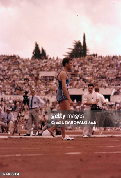 Rome Olympic Games 1960: Michel Jazy 1500M Gold Medal. Rome- Jeux olympiques d'été de 1960- 25 août au 11 septembre- Portrait du coureur Michel JAZY,...