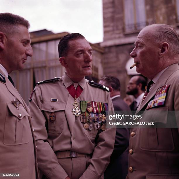 The Parade Of July 14Th, 1963: Charles De Gaulle Receives The Ambassadors Vinogradov And Charles Bolhen. Paris- Défilé du 14 juillet 1963- Le colonel...