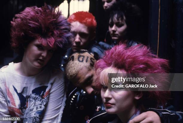 The Punks In London. Angleterre, Londres, 23 septembre 1979, Les punks, anarchistes de la pop-musique voient revenir la mode des années 60, et les...