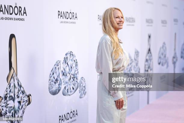 Pamela Anderson attends as Pandora Celebrates Lab Grown Diamonds With A New Diamond District on September 06, 2023 in New York City.