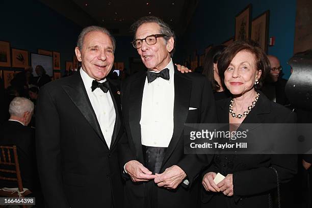 New-York Historical Society Chairman of the Board of Trustees Roger Hertog, biographer Robert A. Caro, and researcher Ina Caro attend the New York...
