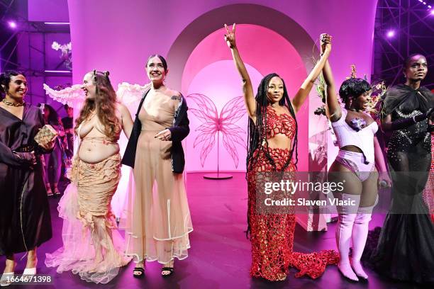 Lorena Margarita Martinez Torres, Michaela Stark, Cristina Sanchez, Goyo, Doechii and Eniola Olanrewaju attend as Victoria's Secret Celebrates The...