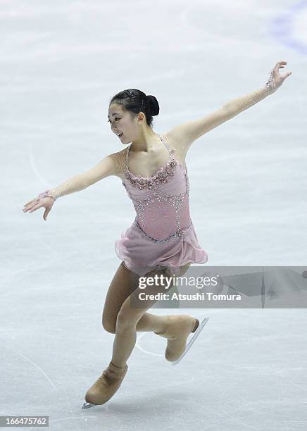 Zijun Li of China compete in the ladies's free skating during day three of the ISU World Team Trophy at Yoyogi National Gymnasium on April 13, 2013...