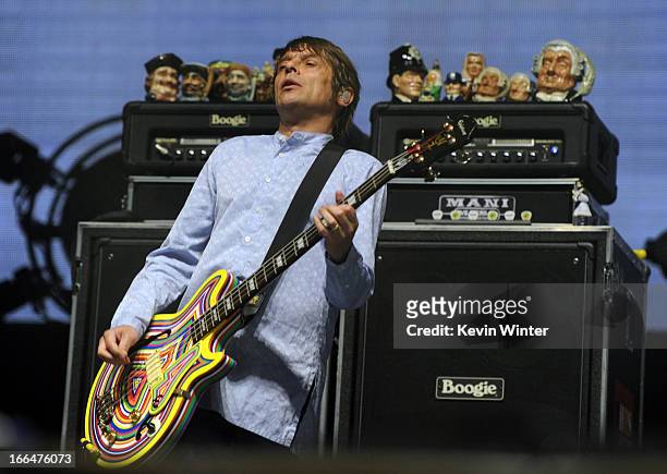 Singer Gary Mounfield of the band The Stone Roses performs onstage during day 1 of the 2013 Coachella Valley Music & Arts Festival at the Empire Polo...