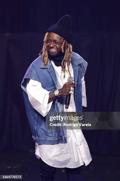 Lil Wayne speaks onstage during the 2023 BMI R&B/Hip-Hop Awards at LIV Nightclub at Fontainebleau Miami on September 06, 2023 in Miami Beach, Florida.