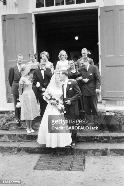 August 1959 Marriage Of Steven Rockefeller And Anne Marie Rasmussen In Norway. 21 et 22 Aout 1959 à Boroya sur l'ile de Soegne en Norvège : mariage...