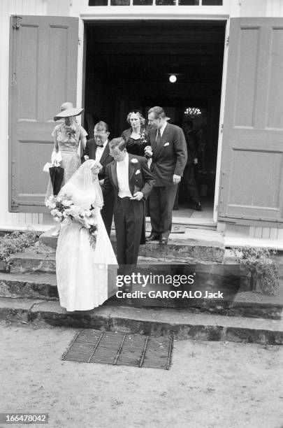 August 1959 Marriage Of Steven Rockefeller And Anne Marie Rasmussen In Norway. 21 et 22 Aout 1959 à Boroya sur l'ile de Soegne en Norvège : mariage...