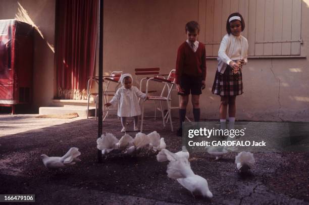 Rendezvous With Prince Rainier Iii Of Monaco With Family. A Monaco, en 1966, lors d'un reportage sur la famille princière DE MONACO, de gauche à...