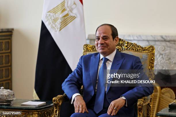 Egyptian President Abdel Fattah al-Sisi meets with French Foreign Minister Catherine Colonna in Cairo on September 14, 2023.