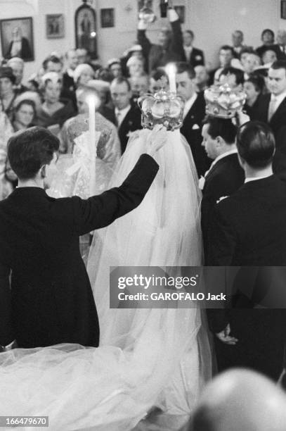 Marriage Of Princess Marie-Louise Of Bulgaria With The Count Karl Of Leiningen. Le 21 février 1957 à Cannes, en France, le prince Karl DE LEININGEN...