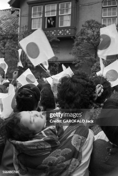 Wedding Of Prince Akihito And Miss Michiko Shoda In April 1959. Japon, Tokyo, 13 avril 1959 : le prince AKIHITO, fils de l'empereur du Japon, épouse...