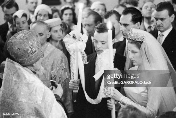 Marriage Of Princess Marie-Louise Of Bulgaria With The Count Karl Of Leiningen. Le 21 février 1957 à Cannes, en France, le prince Karl DE LEININGEN...