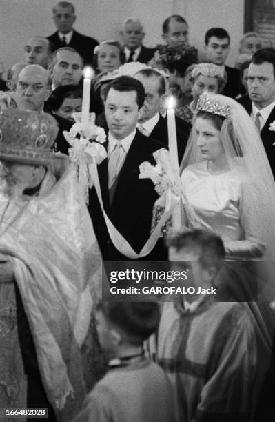 Marriage Of Princess Marie-Louise Of Bulgaria With The Count Karl Of Leiningen. Le 21 février 1957 à Cannes, en France, le prince Karl DE LEININGEN...